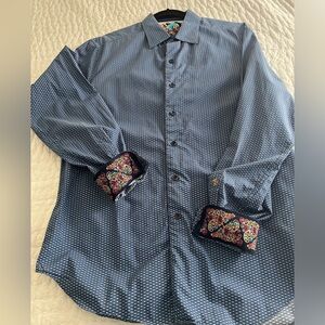 Robert Graham Embroidered Long sleeve shirt patterned cuff